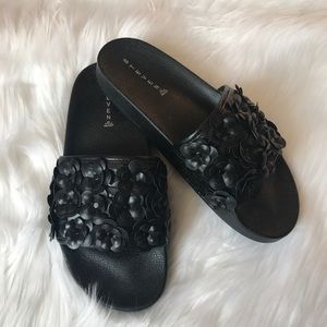 Steven Floral Black Slides Size 39